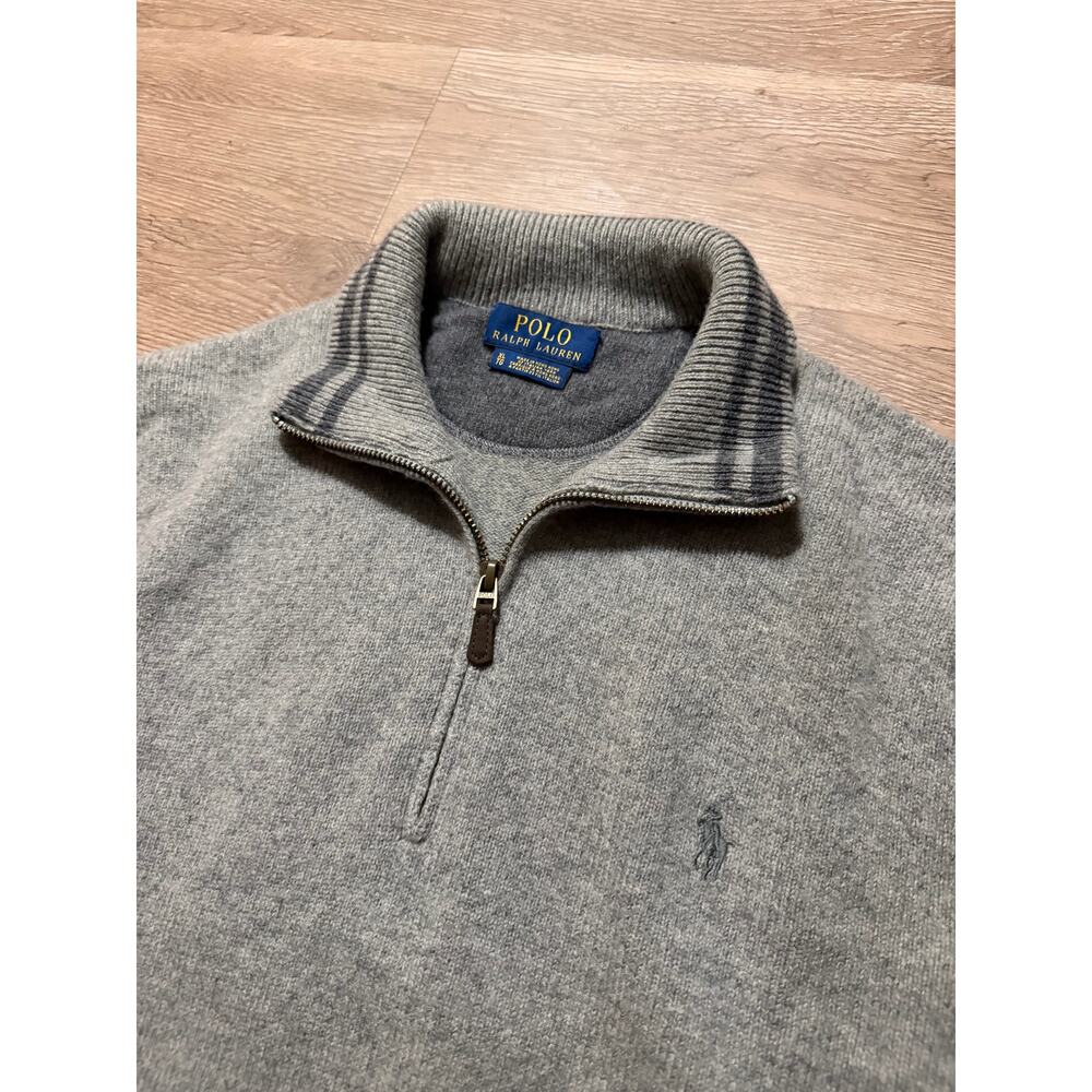 Polo Ralph Lauren Quarter Zip Sweater Gray Merino Wool Pony Logo Men's XL - Picture 3 of 5